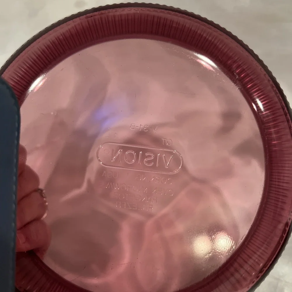 Corning Visions V-31-B 1‎ Qt Cranberry Casserole Dish w/ Pyrex V-1.5-C Lid